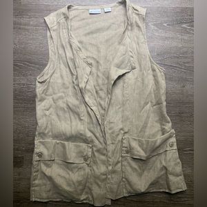 Liz Claiborne Tan Linen Vest Size Medium